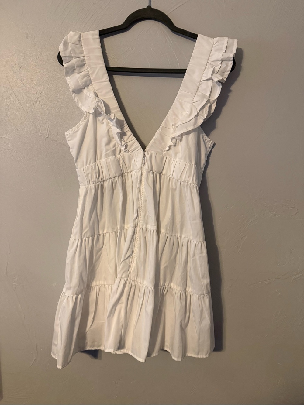 Abercrombie & Fitch White Ruffle Tiered Mini Dress MP Petite Medium Cottagecore